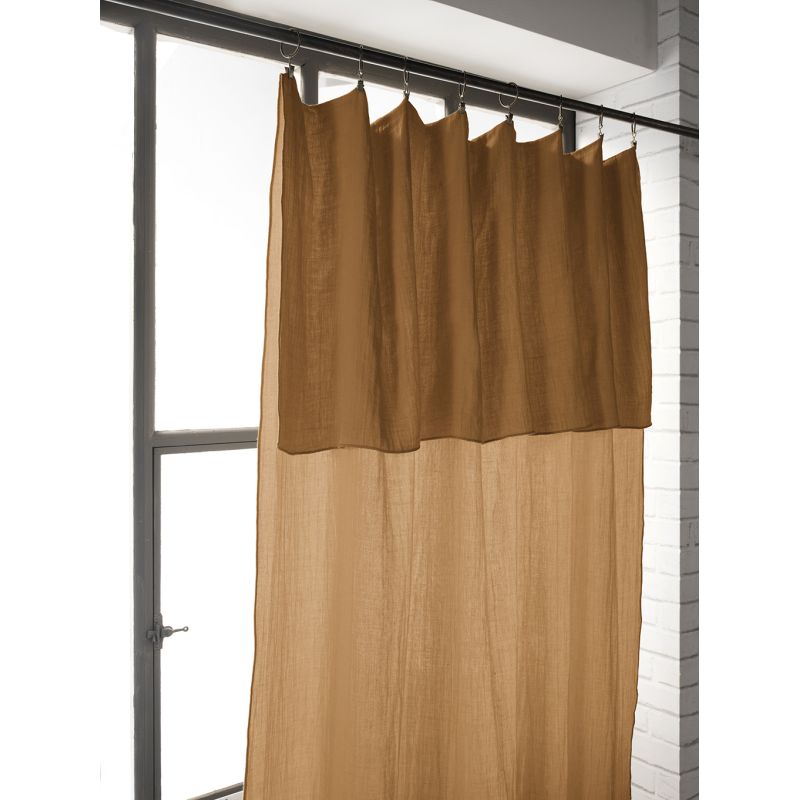 Rideau ajustable 140 x 300 cm en double gaze de coton camel - PEPA