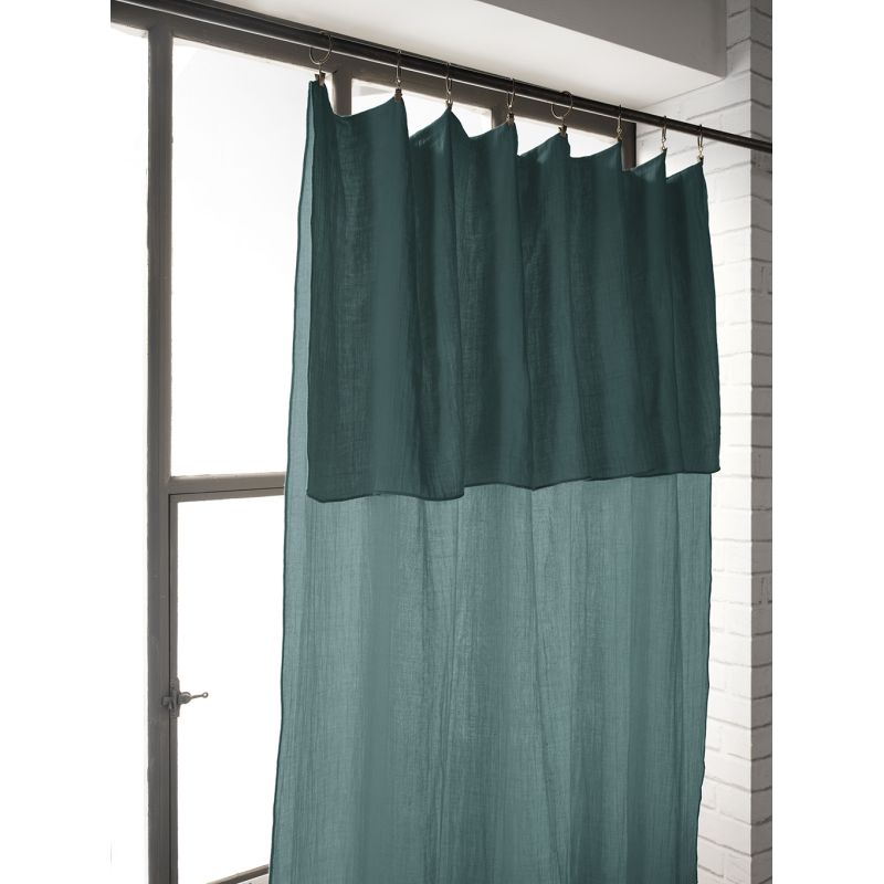 Rideau ajustable 140 x 300 cm double gaze de coton bleu canard - PEPA