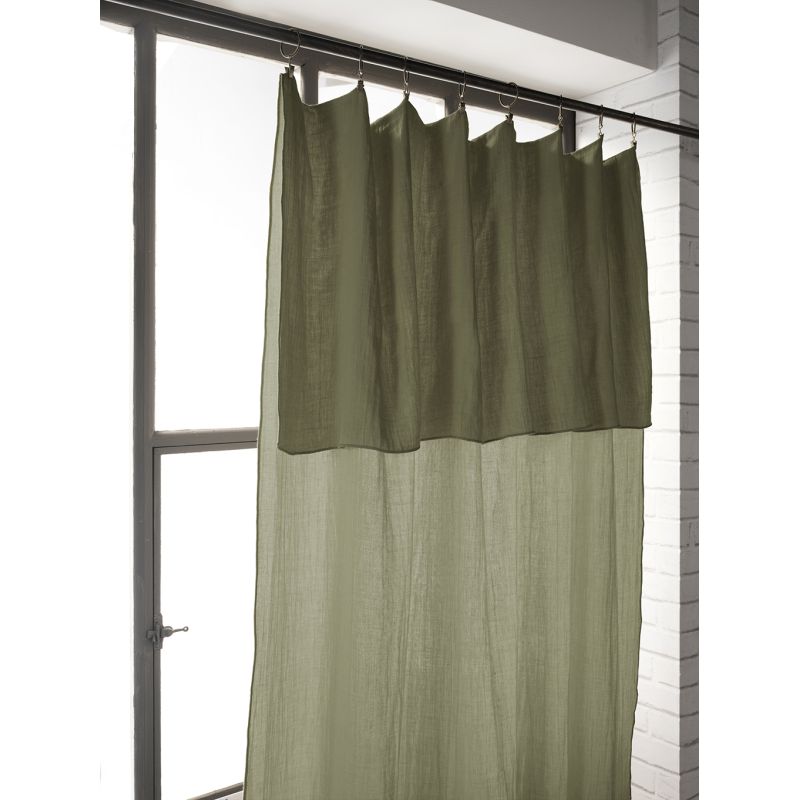Rideau ajustable 140 x 300 cm en double gaze de coton vert - PEPA