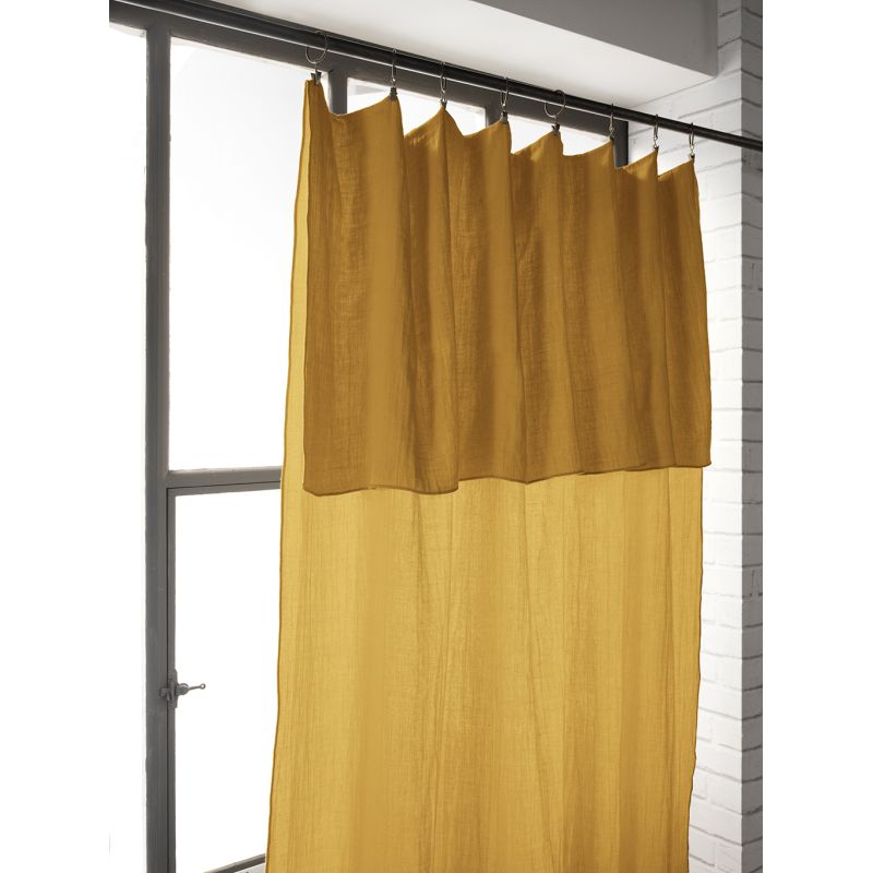 Rideau ajustable 140 x 300 cm en double gaze de coton jaune - PEPA