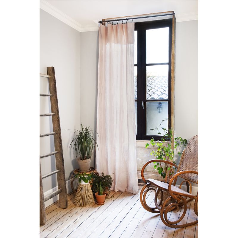 Rideau ajustable 140 x 300 cm en double gaze de coton rose - PEPA