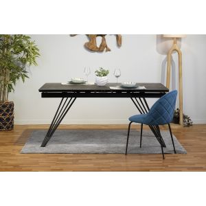 Table extensible 160/240 cm céramique gris vieilli pieds filaires - MAINE 01