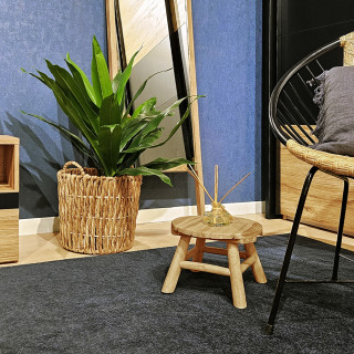 Mini Tabouret / Porte Plante Rond Fabrication Artisanale en Bois de Teck Naturel et Exotique - OLIVIA