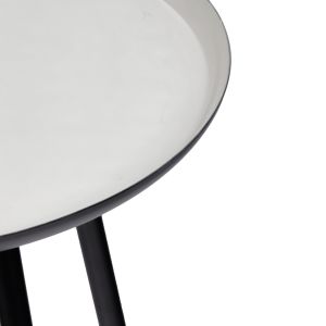 Table d'appoint ronde plateau émaillé gris et métal noir - LAK 0504