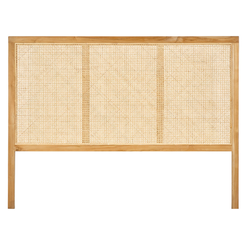 Tête de lit en bois massif avec cannage en rotin L. 160 cm - BRUNO