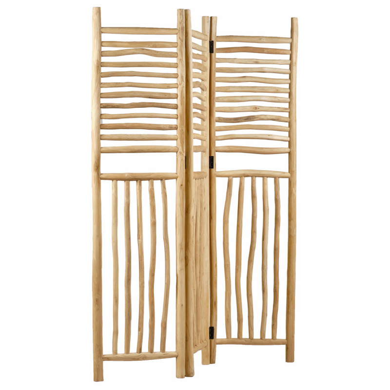 Paravent 3 pans pliables en bois de teck massif H. 170 cm - MARIANO