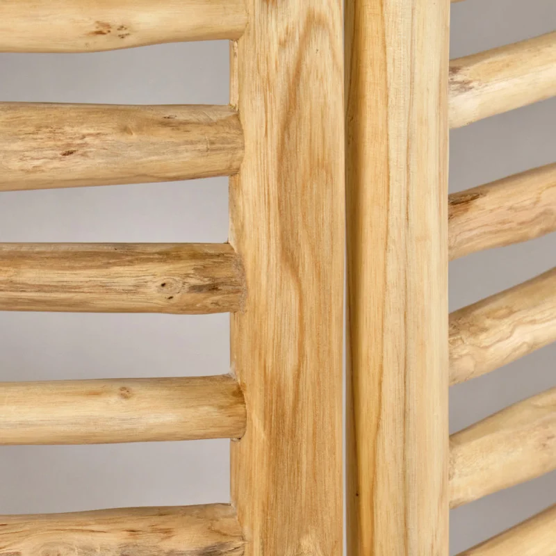 Paravent 3 pans pliables en bois de teck massif H. 170 cm - MARIANO
