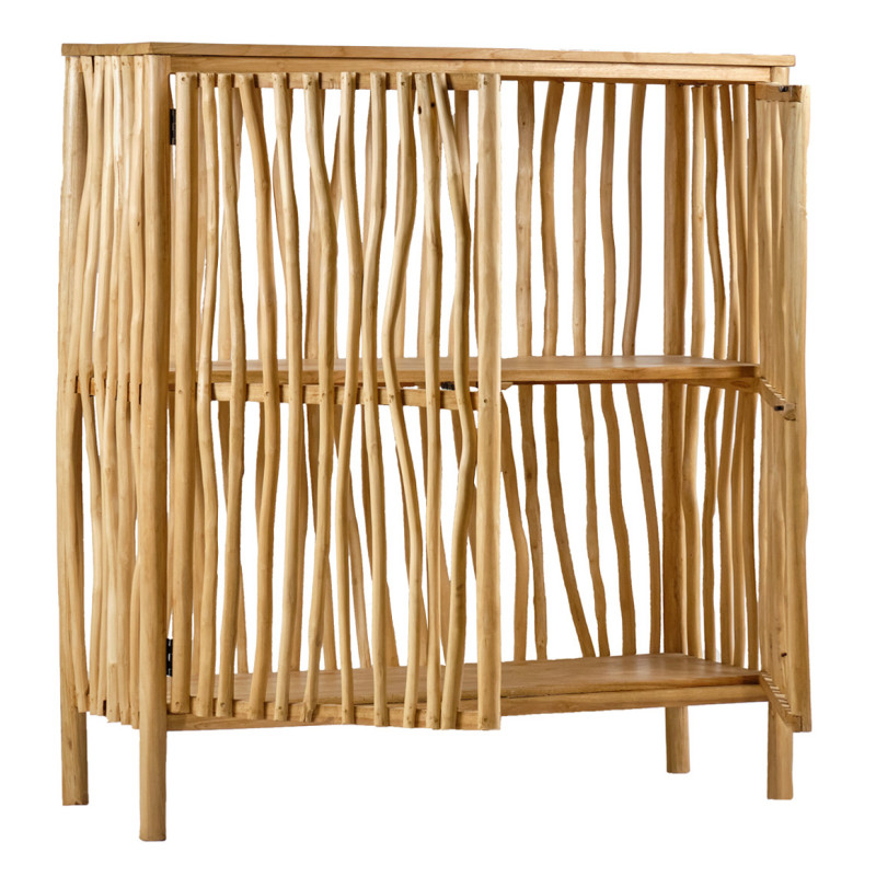 Armoire 2 portes en bois de teck et bois flotté H. 140 cm - MARIANO