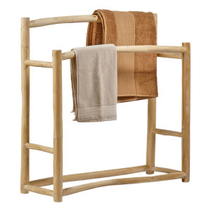 Porte serviettes double en bois de teck massif L. 90 cm - MARIANO
