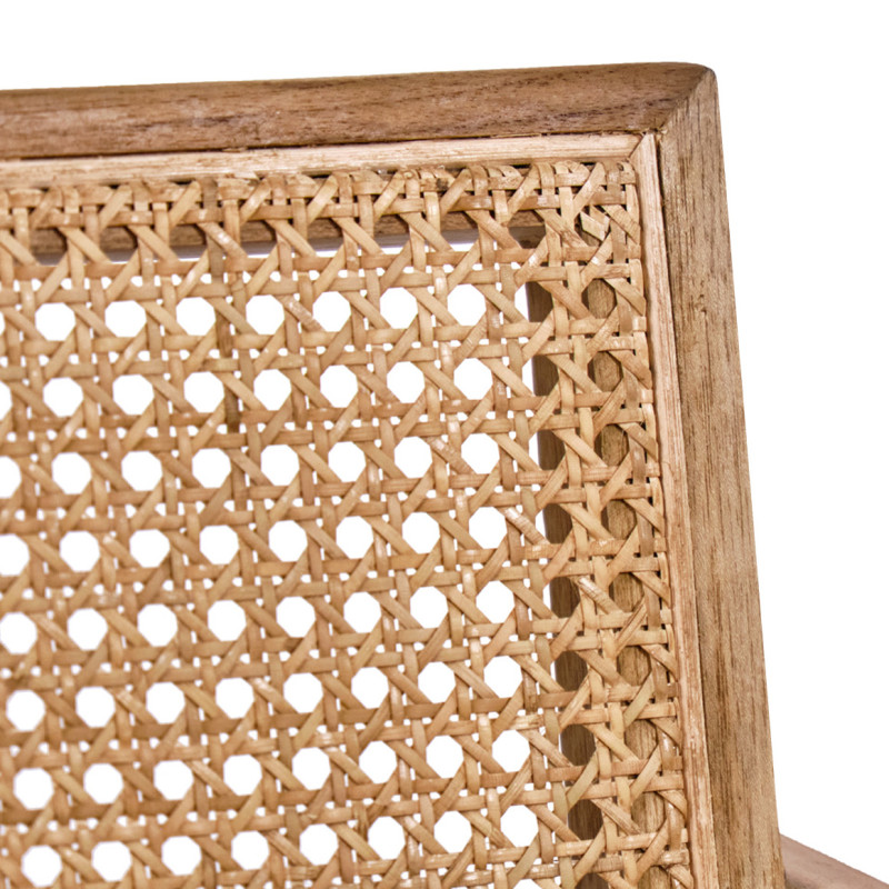 Fauteuil lounge en bois massif avec cannage en rotin - BRUNO