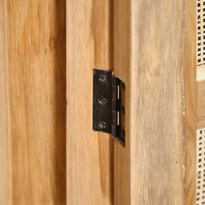Armoire 2 portes manguier massif et cannage rotin H. 120 cm - CAMILO