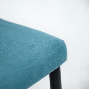 Lot de 4 chaises tissu bleu capitonné et pieds métal - RITA