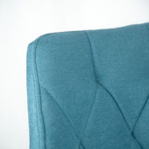 Lot de 4 chaises tissu bleu capitonné et pieds métal - RITA