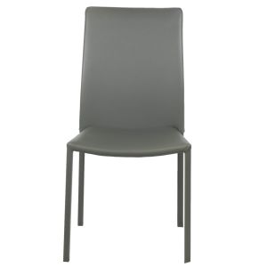 Lot de 4 chaises empilables en simili gris et 4 pieds en acier - LUFY