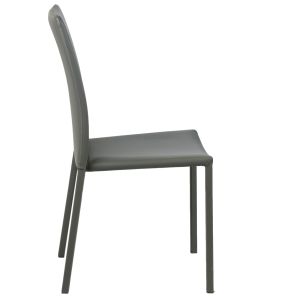 Lot de 4 chaises empilables en simili gris et 4 pieds en acier - LUFY