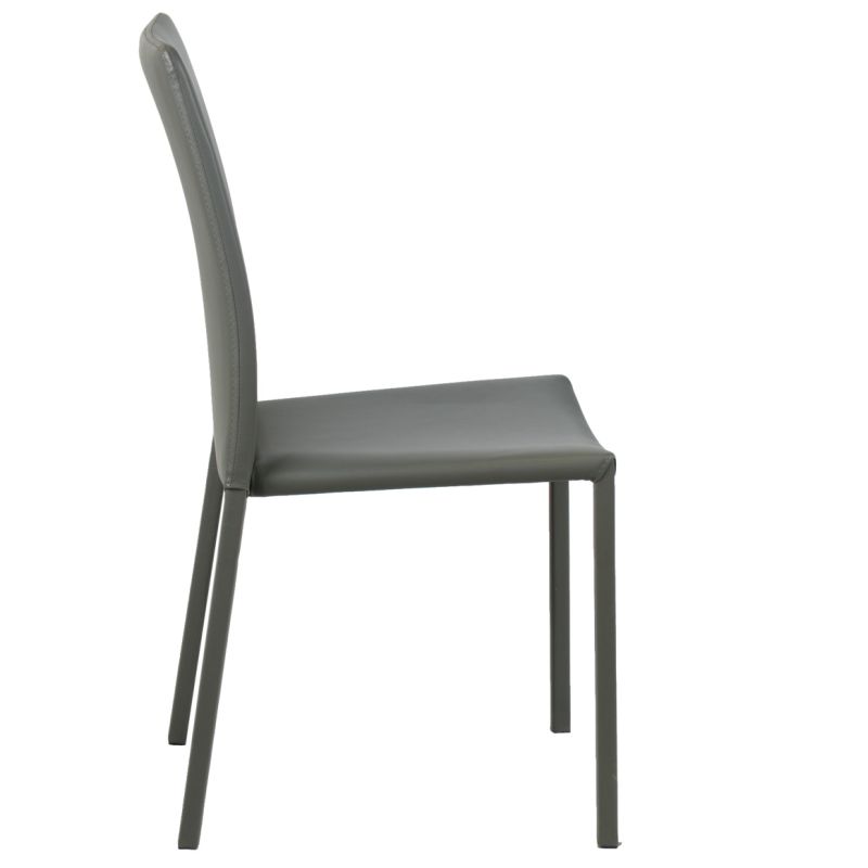 Lot de 2 chaises empilables en simili gris et 4 pieds en acier - LUFY
