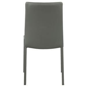 Lot de 2 chaises empilables en simili gris et 4 pieds en acier - LUFY