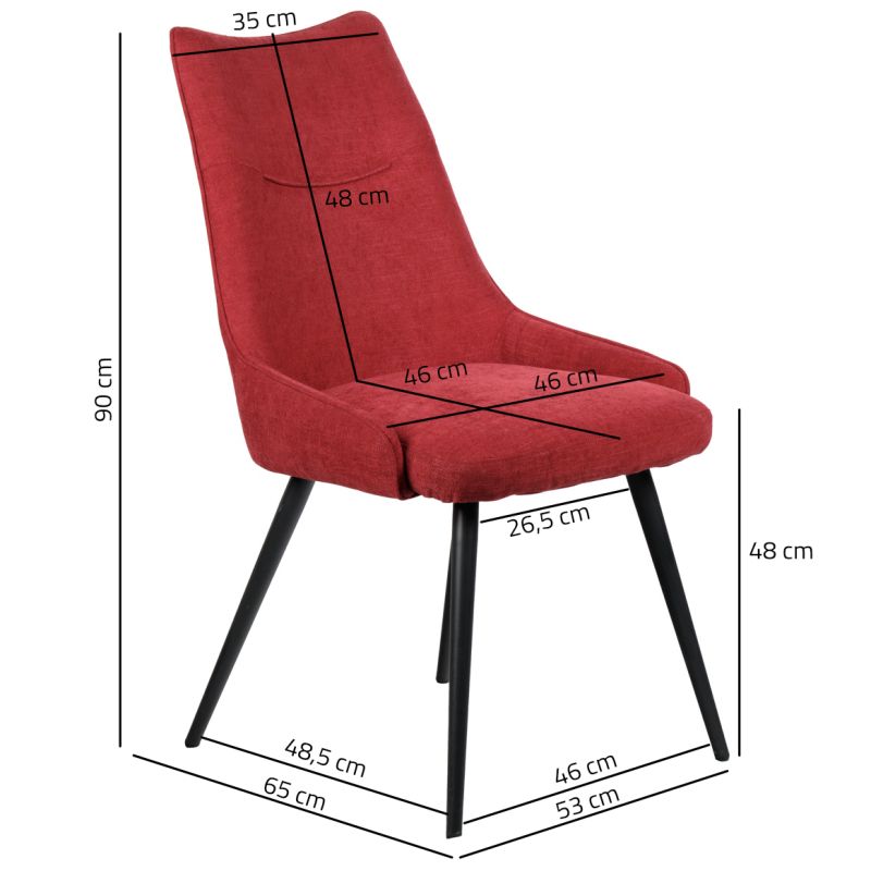 Lot de 2 chaises tissu rouge - OLBIA