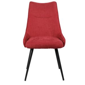 Lot de 2 chaises rembourrées en tissu rouge pieds métal - OLBIA