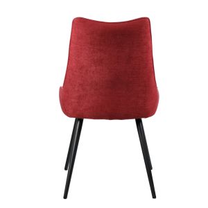 Lot de 2 chaises rembourrées en tissu rouge pieds métal - OLBIA