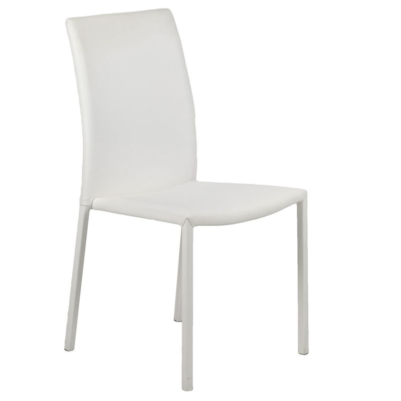 Lot de 4 chaises empilables en simili blanc et 4 pieds en acier - LUFY