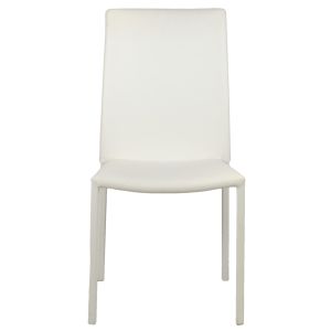 Lot de 4 chaises empilables en simili blanc et 4 pieds en acier - LUFY