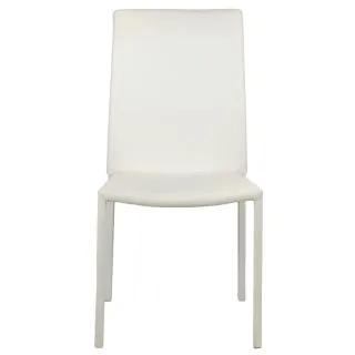 Lot de 4 chaises empilables en simili blanc et 4 pieds en acier - LUFY