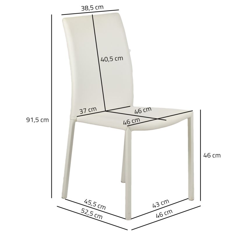 Lot de 4 chaises empilables en simili blanc et 4 pieds en acier - LUFY