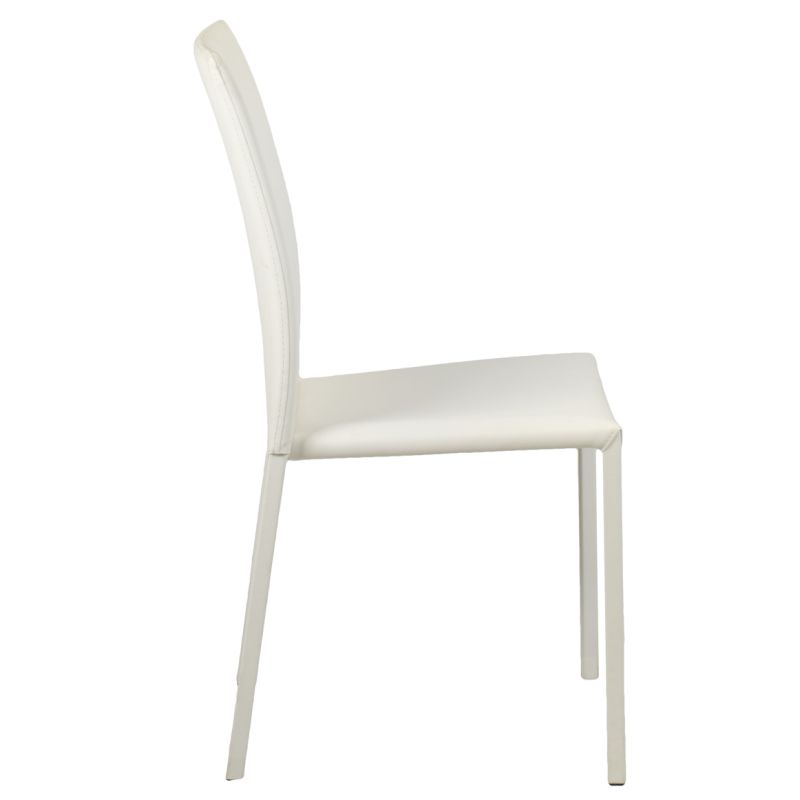 Lot de 2 chaises blanches en simili empilables - LUFY