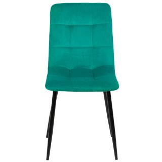 Lot de 2 chaises tissu velours vert pied métal noir - Louise