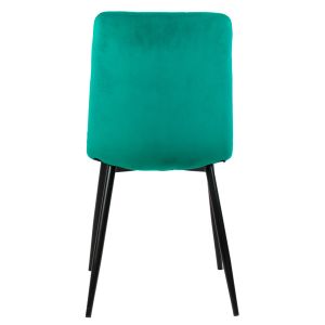 Lot de 2 chaises tissu velours vert pied métal noir - Louise