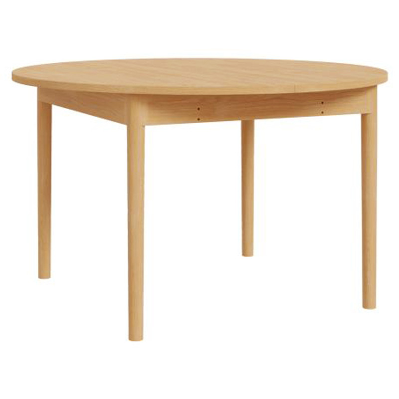 Table de Repas Ronde et Extensible L. 130 / 165 cm Revêtement Décor Chêne avec Pieds en Bois Massif - VIVIAN