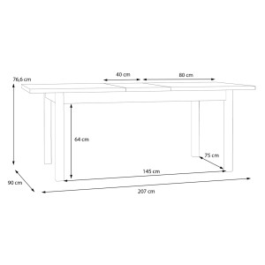 Table de Repas Extensible 160 à 207 cm Décor Gris Clair et Chêne avec Ouverture Synchronisée - UDINE