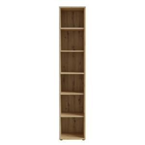 Colonne étagère 6 cases hauteur 227 cm décor bois chêne rustique 5 étagères réglables - MANOLO