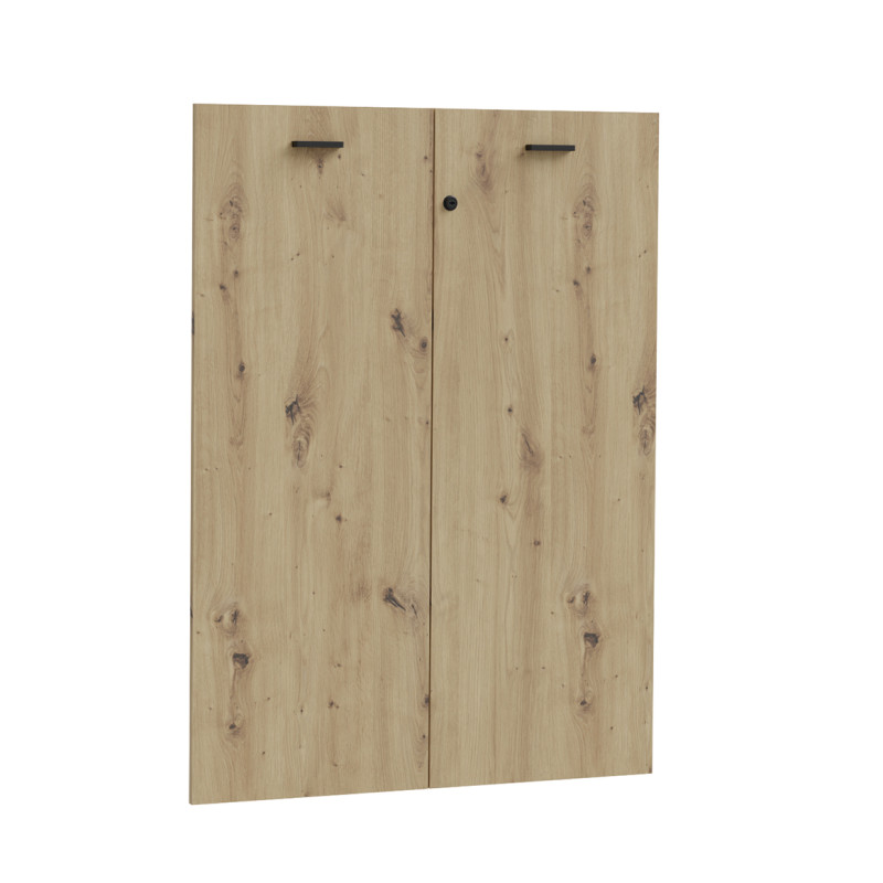 Option 2 portes de placard pour bibliothèque décor bois chêne rustique avec serrure - MANOLO