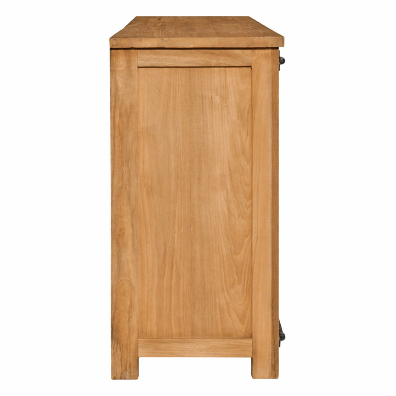 Buffet 200 cm 6 Tiroirs en Bois de Teck Recyclé 2 Portes Coulissantes en Métal Noir - EDWARDS