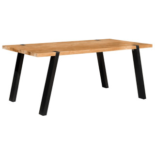 Table de Repas 180 cm en Bois de Teck Recyclé avec Pieds en Métal Noir - EDWARDS