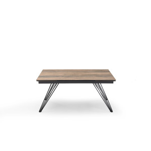 Table extensible 180 à 260 cm en céramique bois pieds filaires métal noir - TEXAS 01