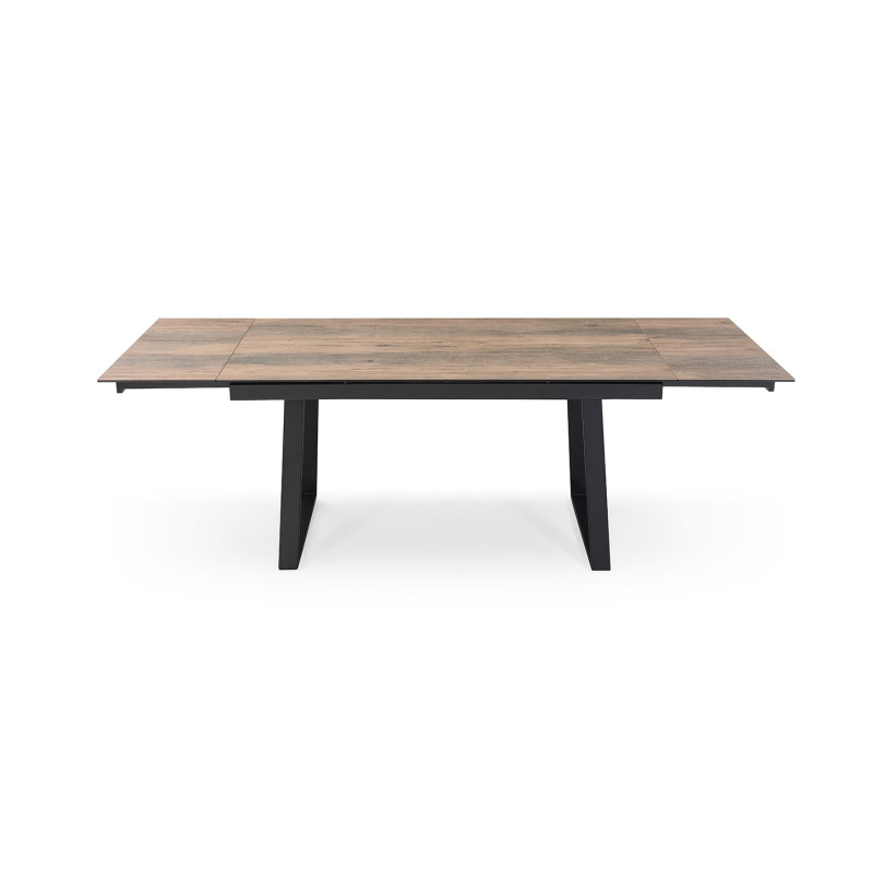 Table extensible 180 à 260 cm en céramique bois pieds luge métal noir - TEXAS 02