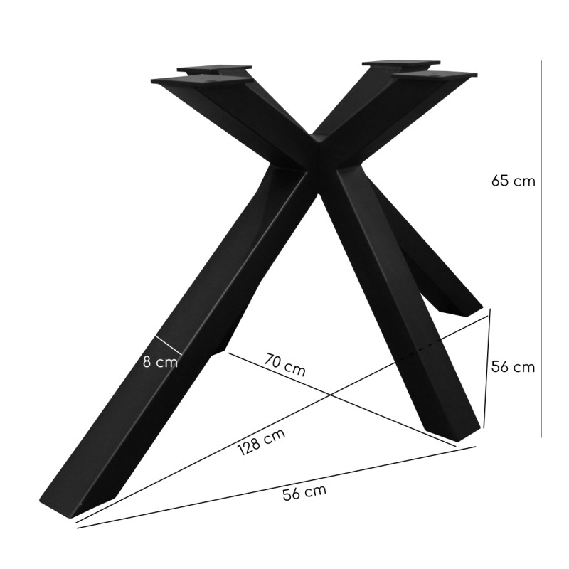 Table extensible 180 à 260 cm en céramique bois et pied épais croix en métal noir - TEXAS 04