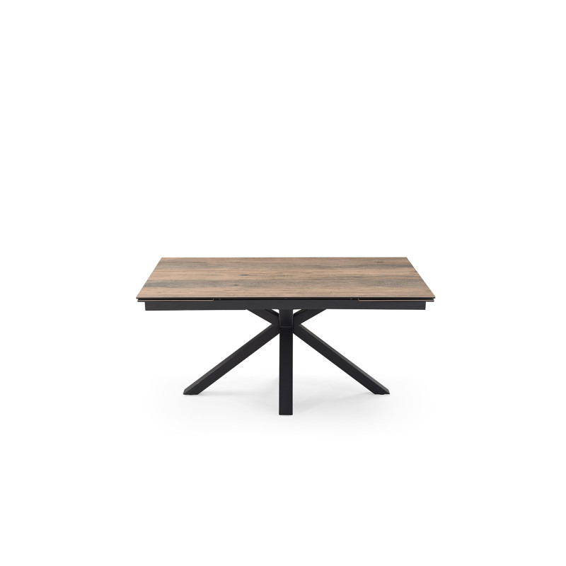 Table extensible 180 à 260 cm en céramique bois et pied épais croix en métal noir - TEXAS 04