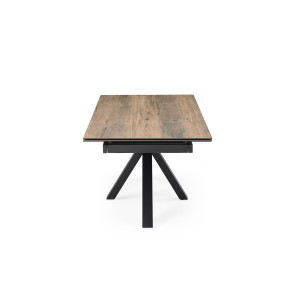 Table extensible 180 à 260 cm en céramique bois et pied épais croix en métal noir - TEXAS 04