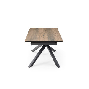 Table extensible 180 à 260 cm en céramique bois et pied torsadé en métal noir - TEXAS 05