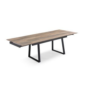 Table extensible 180/260 cm céramique effet bois pieds luge - TEXAS 02