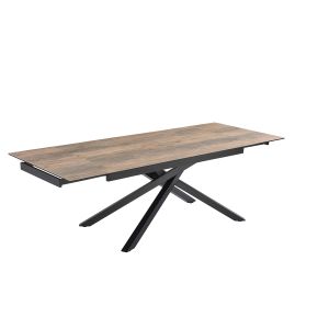 Table extensible 180/260 cm céramique effet bois pied torsadé - TEXAS 05