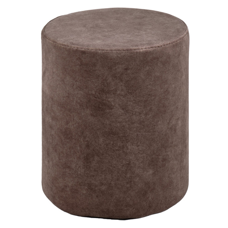 Pouf / Repose Pieds Cylindrique Rond en Microfibre Marron D 33 x H 41 cm - ELLIE