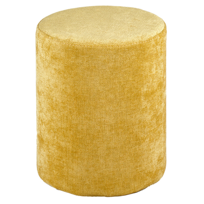 Pouf / Repose Pieds Cylindrique Rond en Tissu Doux Jaune D 33 x H 41 cm - ELLIE