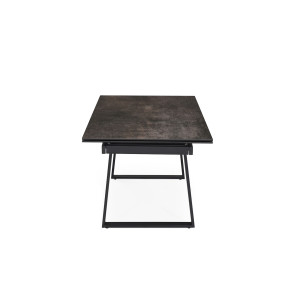 Table extensible 180 à 260 cm en céramique gris vieilli pieds luge métal noir - MAINE 02