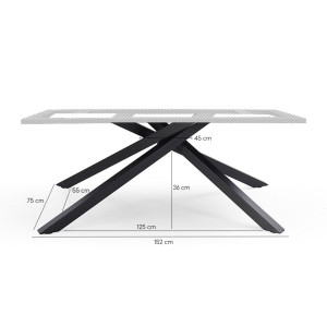Table extensible 180 à 260 cm en céramique gris vieilli pied torsadé en métal noir - MAINE 05