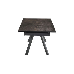 Table extensible 180 à 260 cm en céramique gris vieilli 4 pieds inclinés métal noir - MAINE 08
